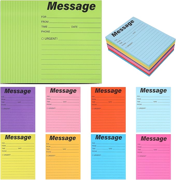 9 Pieces Phone Message Pads for Office Sticky Notes, Telephone Message Pads Sticky Notes 4 x 6 Inch Assorted Colors, Self Adhesive Urgent Record Pad Book for Work Call Office Supplies, 50 Sheets/Pack