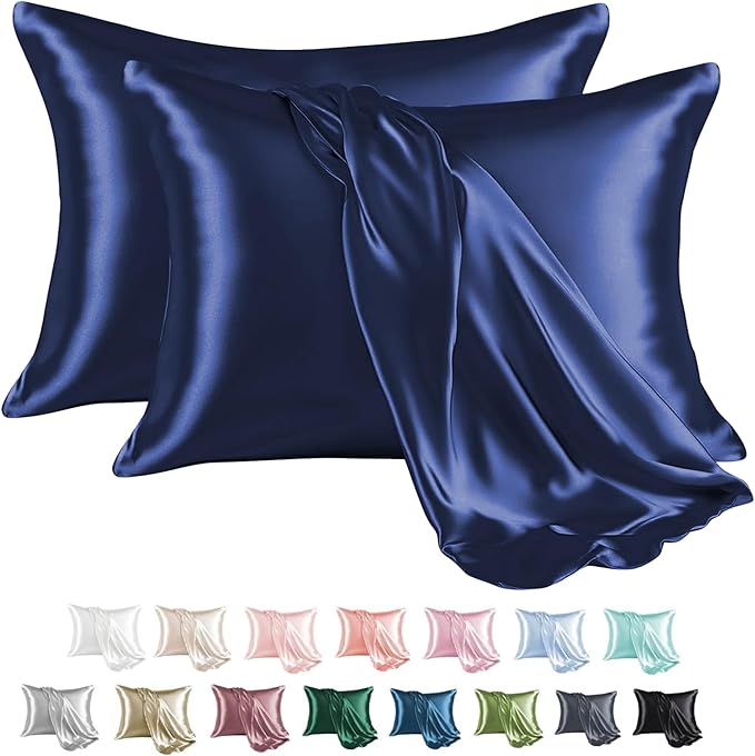 MR&HM Satin Pillowcase for Hair and Skin, Silk Satin Pillowcase 2 Pack by MRHM