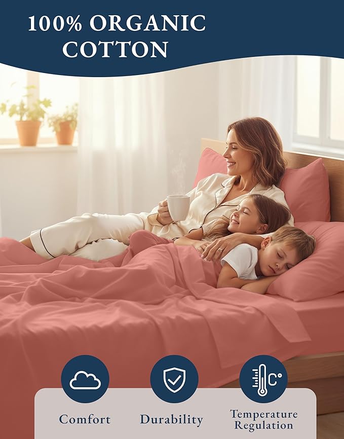 LANE LINEN 100% Organic Cotton Twin Sheet Set, Soft & Comfy Premium Bedding - Image 6