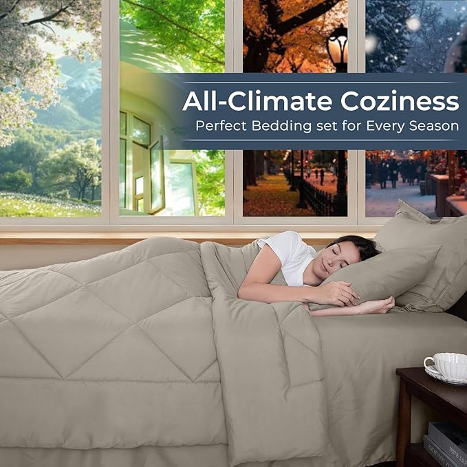 HEVUMYI Linen California King Comforter Set - Image 3