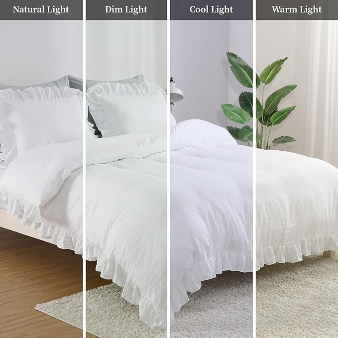 White Ruffled Duvet Cover Twin, 68x90 in - Image 7