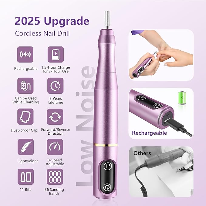 TUOBEO Cordless Nail Drill Electric Nail File Kit, Rechargeable Efile Set - Image 4