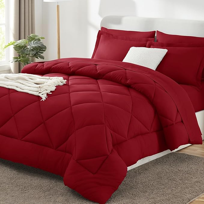 CozyLux Full Size Comforter Sets Dark Red by CozyLux