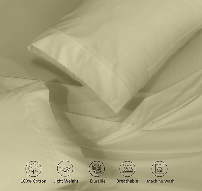 RUVANTI 100% Cotton Sheets – California King Percale Bedding, Cooling & - Image 4