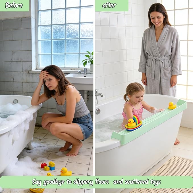 Bathtub Splash Guard for tub Kids& Bath Shelf for Kids – Toddler Bath Tray - Image 5