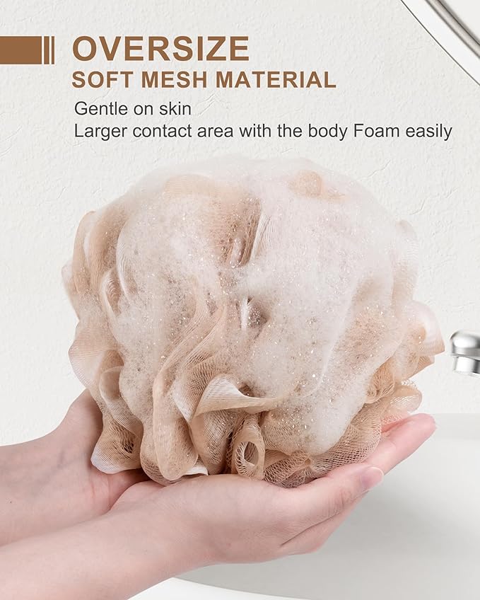 MTDLYICE Loofah Sponge, XL Large Loofah 75g 4 Pack, Bath Sponge Soft Mesh Shower - Image 2