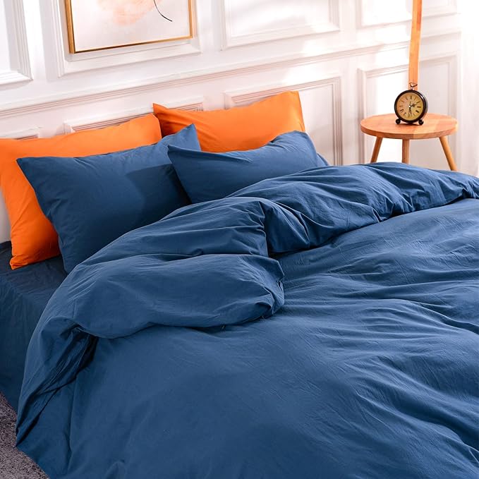 NEXHOME PRO Duvet Cover Set 100% Washed Cotton Oversized Queen 98"x98" - Image 4