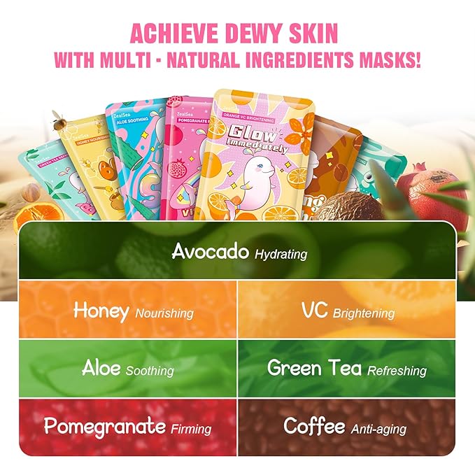 ZealSea Face Masks Skincare for Women, Variety Bulk Facial Sheet Mask Set for - Image 4