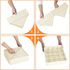 Criusia 6 Pcs Drawer Organizer Clothes - 90 Cells Closet Organizers and Storage for Baby Nursery - Washable Fabric Dresser Organizer Dividers for Sock Underwear Bra Dorm Room Essentials (Beige)