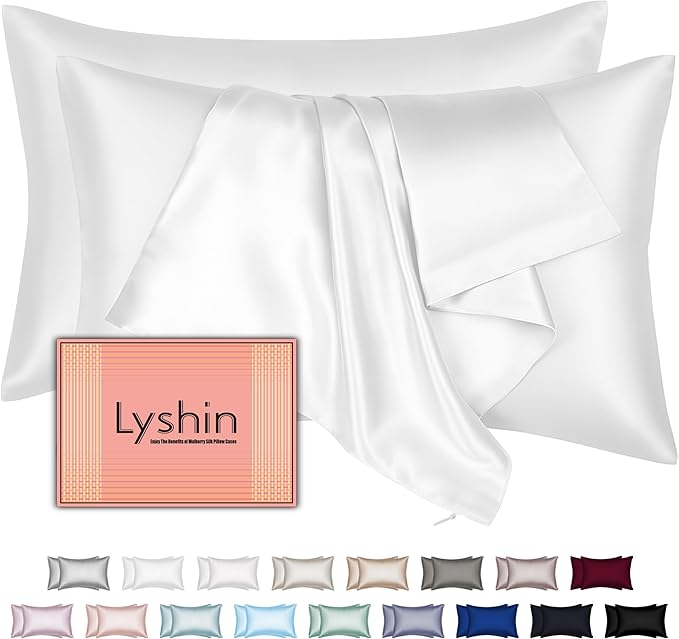 Silk Pillow Cases 2 Pack Queen Size by LYSHINSILKPILLOWCASES