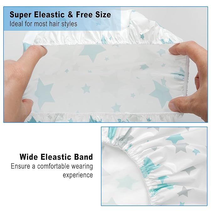 6 PCS Shower Caps for Women, Double Side Waterproof Shower Cap, Reusable - Image 6