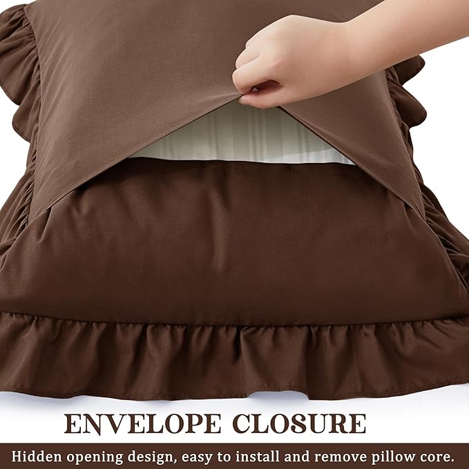 KKJIAF Ruffle Pillow Cases King Size Set of 2, Ruffled Pillow Covers - Image 5