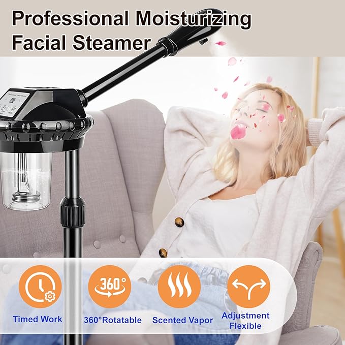 Professional Facial Steamer for Deep Hydration, Ozone Face Steamer - Image 4