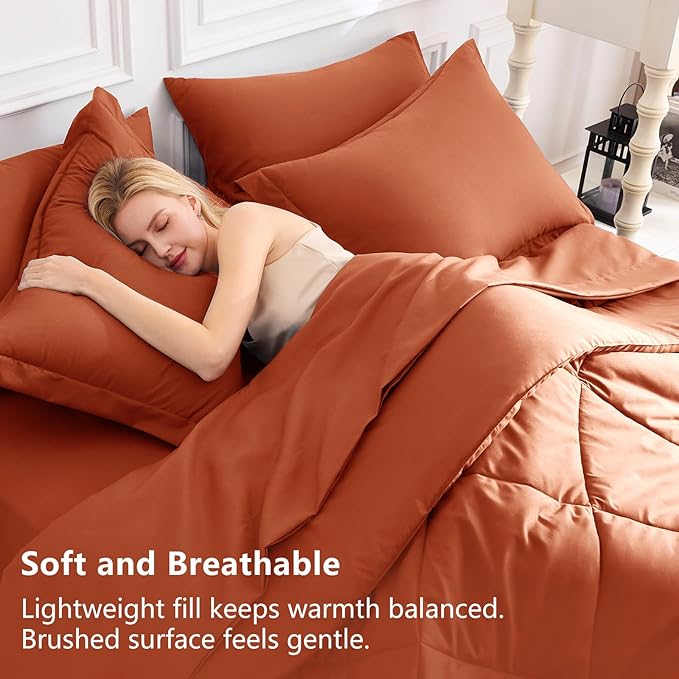 CozyLux Full Size Comforter Sets Burnt Orange - Image 3