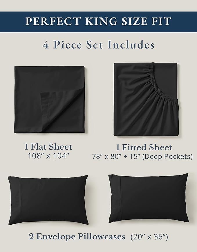 LANE LINEN 100% Organic Cotton Bed Sheets King Size, Soft & Comfy Fully - Image 4