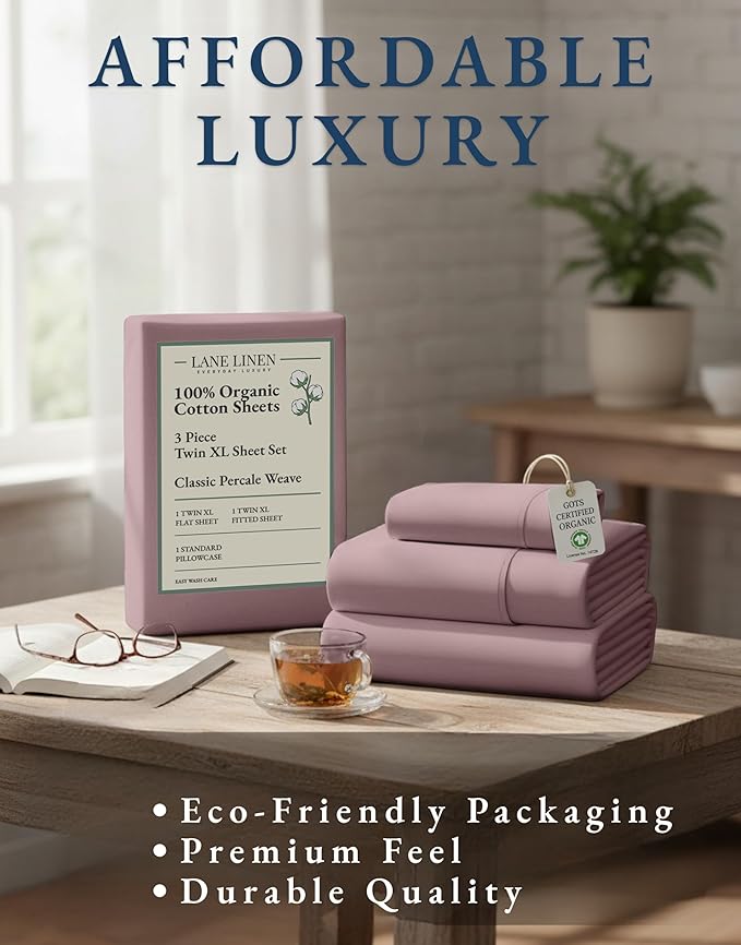 LANE LINEN 100% Organic Cotton Eco Friendly Extra Large Twin Sheets - Image 8