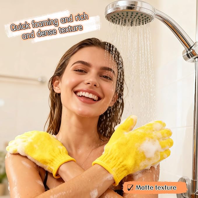 Exfoliating Shower Gloves, 2 Pairs Reinforced Nylon Bath Scrubbing Mitts - Image 4