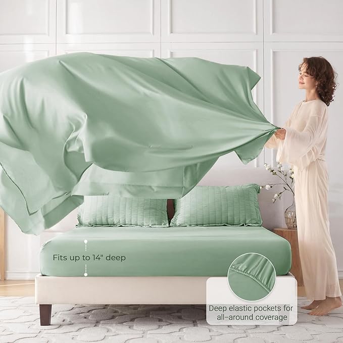 MUXHOMO 5 Pieces Twin Comforter Set, Seersucker Bed in a Bag Twin Size - Image 3