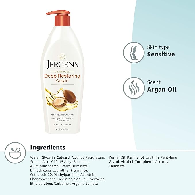 Jergens Deep Restoring Argan Oil Moisturizer, Soothing Body and Hand-Lotion - Image 14