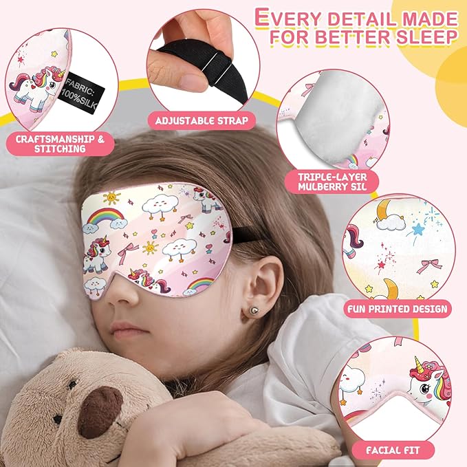 Kids Silk Sleep Mask: 100% Mulberry Silk Eye Mask - Image 3