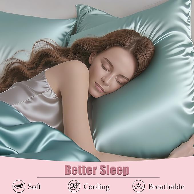 Mulberry Silk King Size Pillow Cases Set of 2, Ultra Smooth Soft Breathable - Image 4