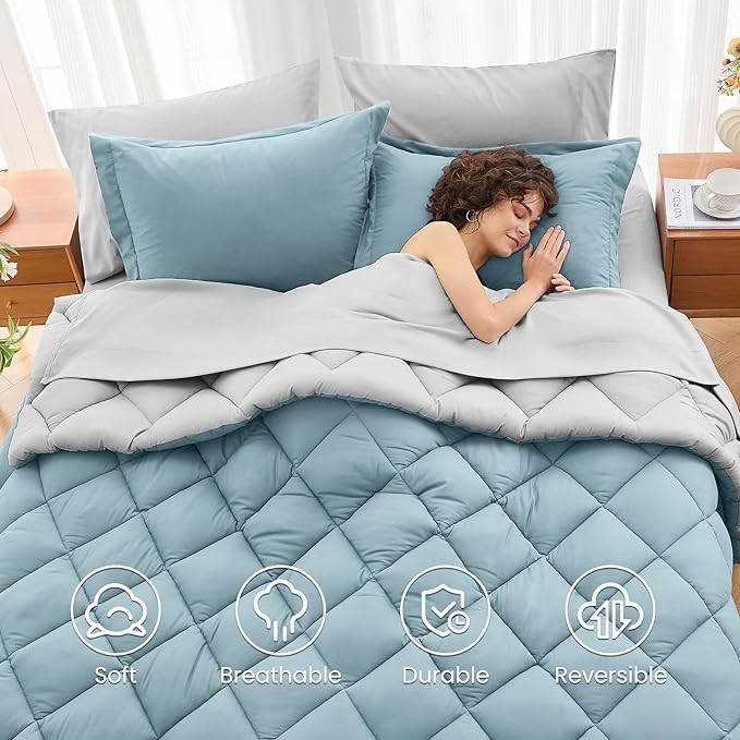 MUXHOMO 7 Pieces Full Comforter Set, Reversible Bed in a Bag Full Size - Image 6