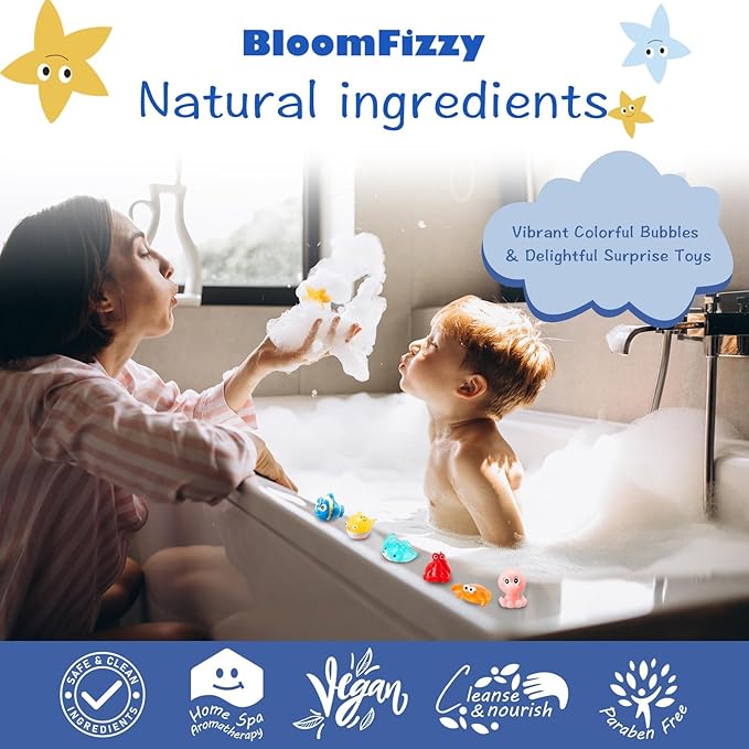 Sea Surprise Bath Bombs for Kids, 15 Pack Organic Fizzy Bath Bombs Gift Set - Image 6
