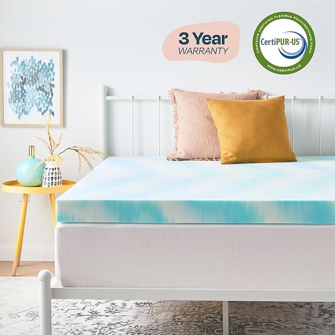 Linenspa 4 Inch Swirl Gel Memory Foam Mattress Topper, California King Size – - Image 6
