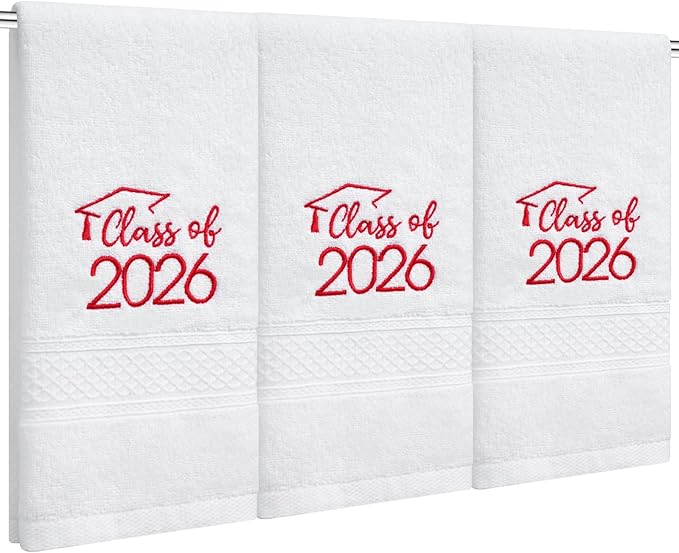 MASHAN Class of 2026 Graduation Hand Towels 3 Pack, 100% Cotton Soft Absorbent by MASHAN