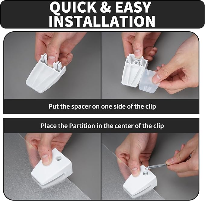 Nisorpa Desk Divider Privacy Panels Acrylic Partitions with Clips Classroom Privacy Shield for Desk Privacy Divider Partition for Schools Office Call Centers,Noise and Visual Guard,4Pcs-23.6”L X15.8”W