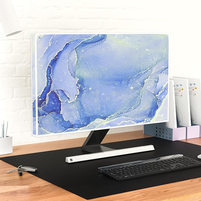 Baocicco Modern Violet Marble Waterproof Computer Monitor Dust Cover Anti-Static Dustproof Protective Cover for LCD/LED/HD 22, 23, 24, 25 Inch Decorative Monitor Accessories Covers for Computer Screen