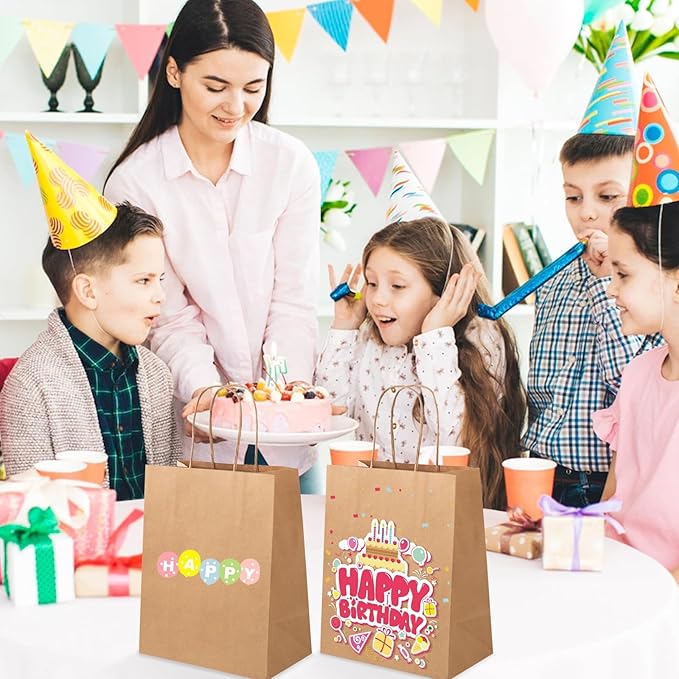 XPCARE 200Pack Paper Bags 8x4.5x10 Inch, Plain Medium Paper Bags with Handles Bulk, Kraft Paper Gift Bag, Retail, Party, Shopping, Favor Bag (Brown)