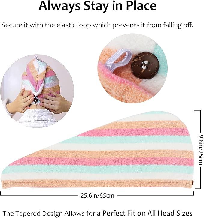 AuroTrends Microfiber Hair Towel 2Pack, Hair Towel Wrap - Image 3