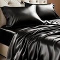BEDELITE Satin Sheets Twin Size Bed Set, Luxury Soft Black Silky Sheets by BEDELITE