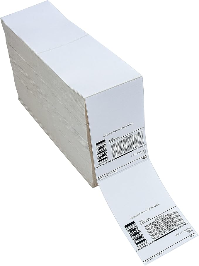 L LIKED 6000 4x6 Thermal Shipping Labels Fanfold, Direct Thermal Printer Labels Compatible with Zebra Rollo - Perforated Strong Adhesive
