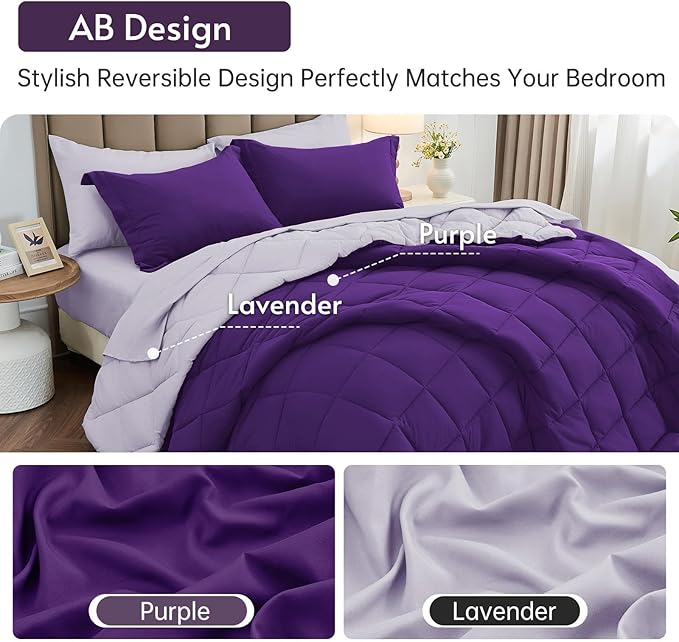 MUXHOMO 7 Pieces Queen Comforter Set, Reversible Bed in a Bag Queen Size - Image 3