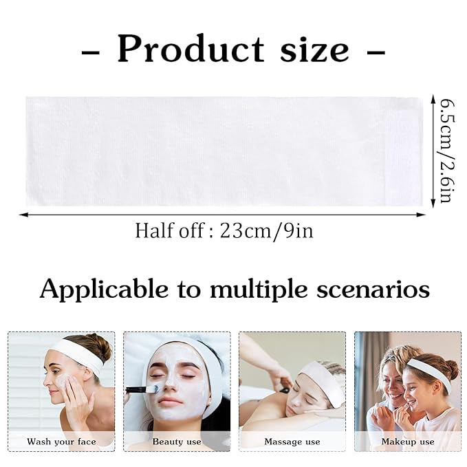 Pimoys 60 Count Spa Headband for Women Disposable Skincare Headbands for - Image 3