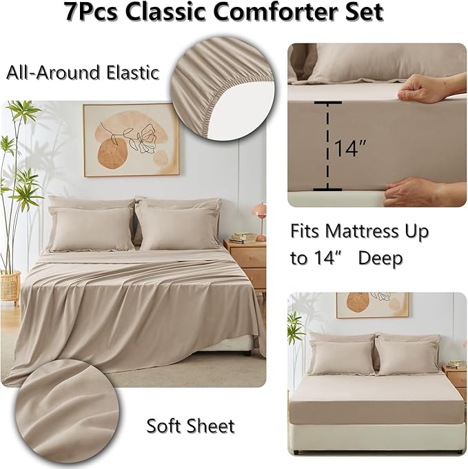 CozyLux Full Size Comforter Sets Wheat - Image 5