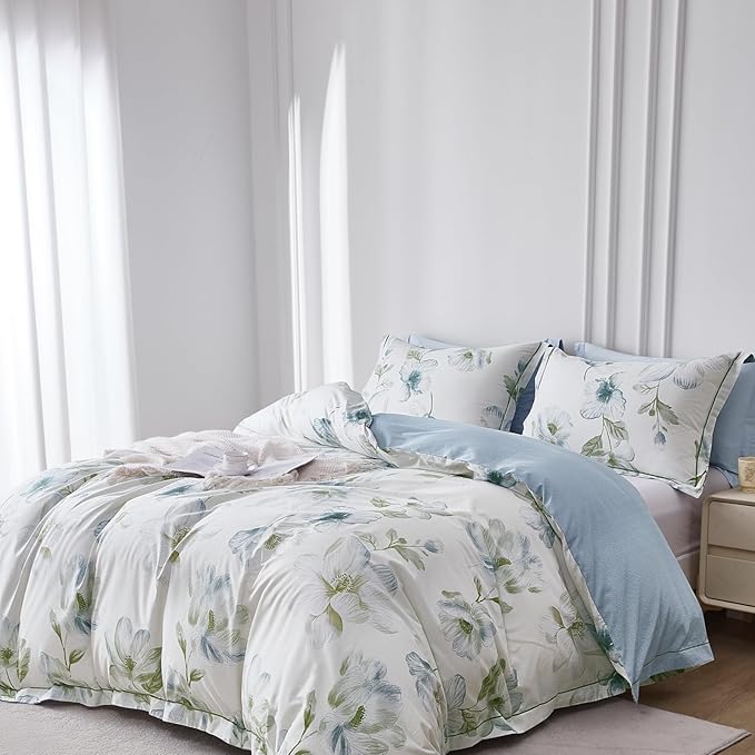 OAITE Duvet Cover Set Queen Size Floral Pattern 500 Thread Count Ultra Soft - Image 2