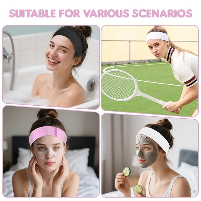 30Pcs Disposable Spa Facial Headbands, Non-Woven Stretch Disposable Headbands - Image 6
