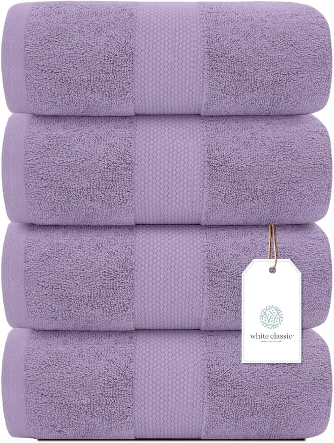 White Classic Luxury Bath Towels Set of 4 Large - Image 2