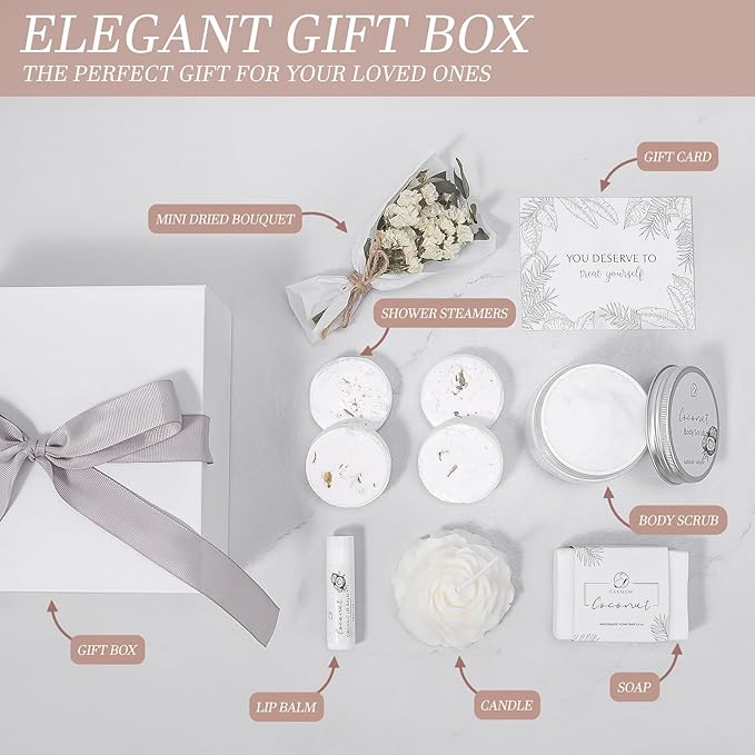EXTALOW Spa Gifts for Women Bath and Body Gift Basket Mothers Day Gifts Coconut - Image 3