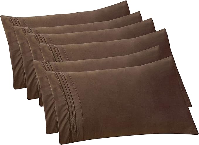Elegant Comfort 6-PACK Solid Pillowcases 1500 Premium Hotel Quality Microfiber by ELEGANTCOMFORT