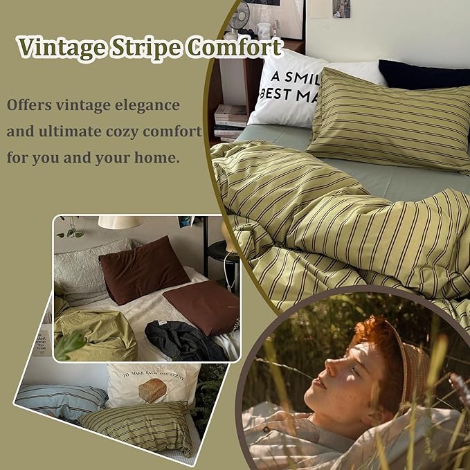 mixinni Vintage Stripes Duvet Cover Set Full - Image 6