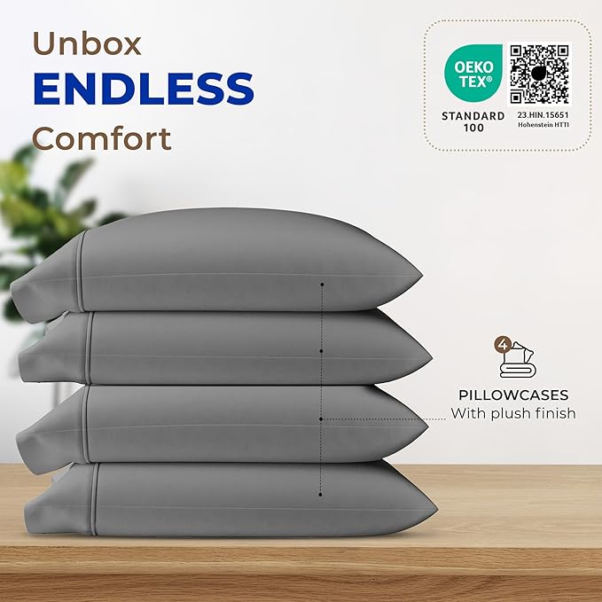 Thread Spread 100% Egyptian Cotton Pillow Cases Queen Size Set of 4 - Image 3