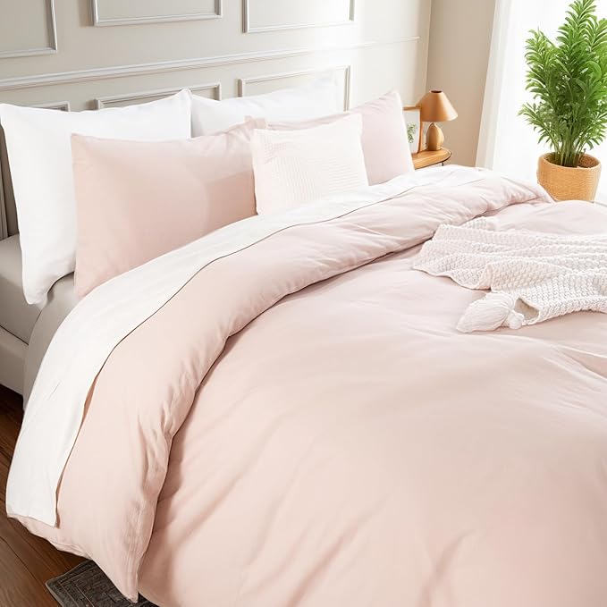 NEXHOME PRO Duvet Cover Set Queen Size Linen Look Textured Organic Natural 100% - Image 5