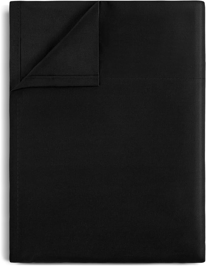 Lirex Flat Sheet, Queen Size Extra Soft Brushed Microfiber Flat Black Sheet by Lirex