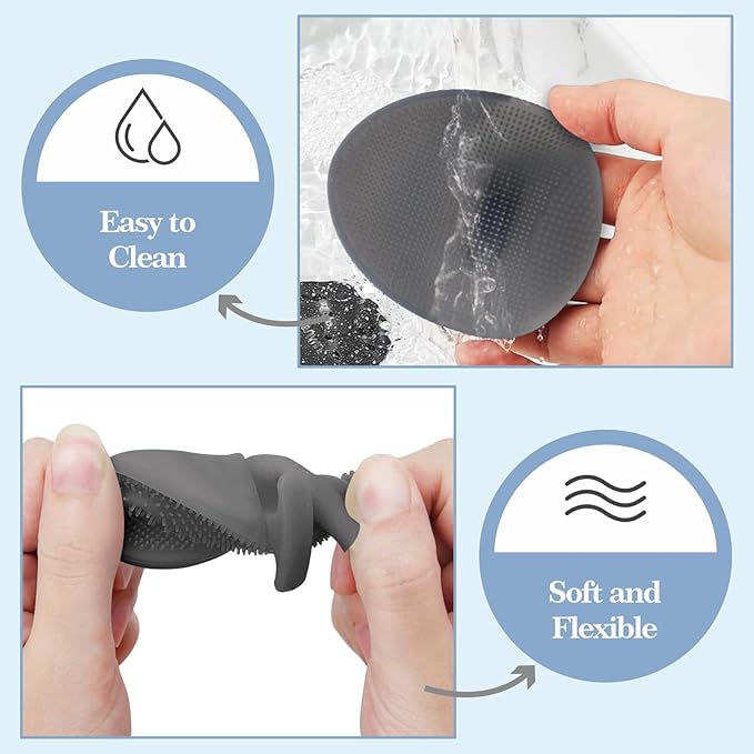 Manmihealth Silicone Back Scrubber & Soft Shower Face Brush Set 4 PCS, - Image 5