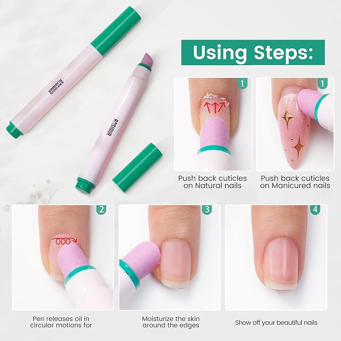 Ceramic Cuticle Oil Pusher Pen -3 in 1 Cuticle Remover Pen - Image 8