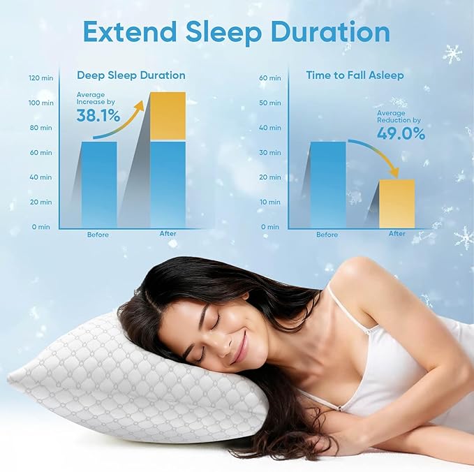 OAISZ Shredded Memory Foam Pillows, Bed Pillows King Size Set of 2, Cooling - Image 5